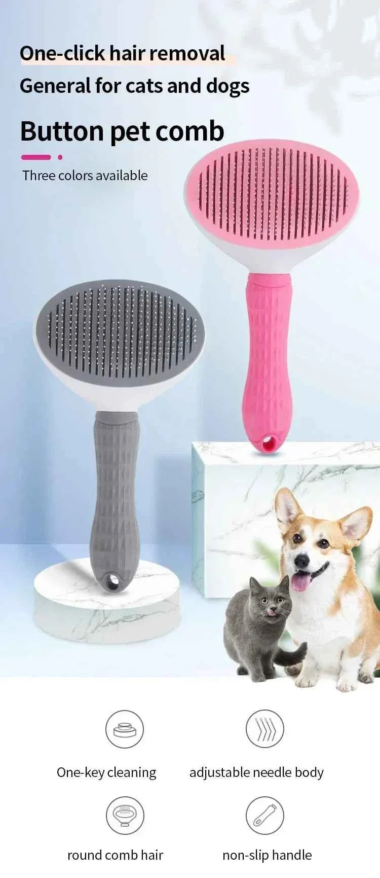 Brush for Long Hair Dogs & Cats - Happy Tails - paws & love