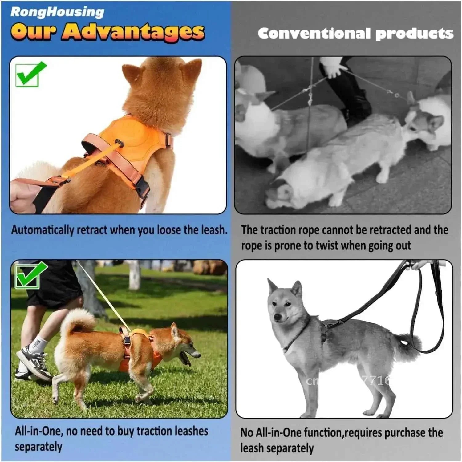 Retractable Dog Harness Set - Happy Tails - paws & love