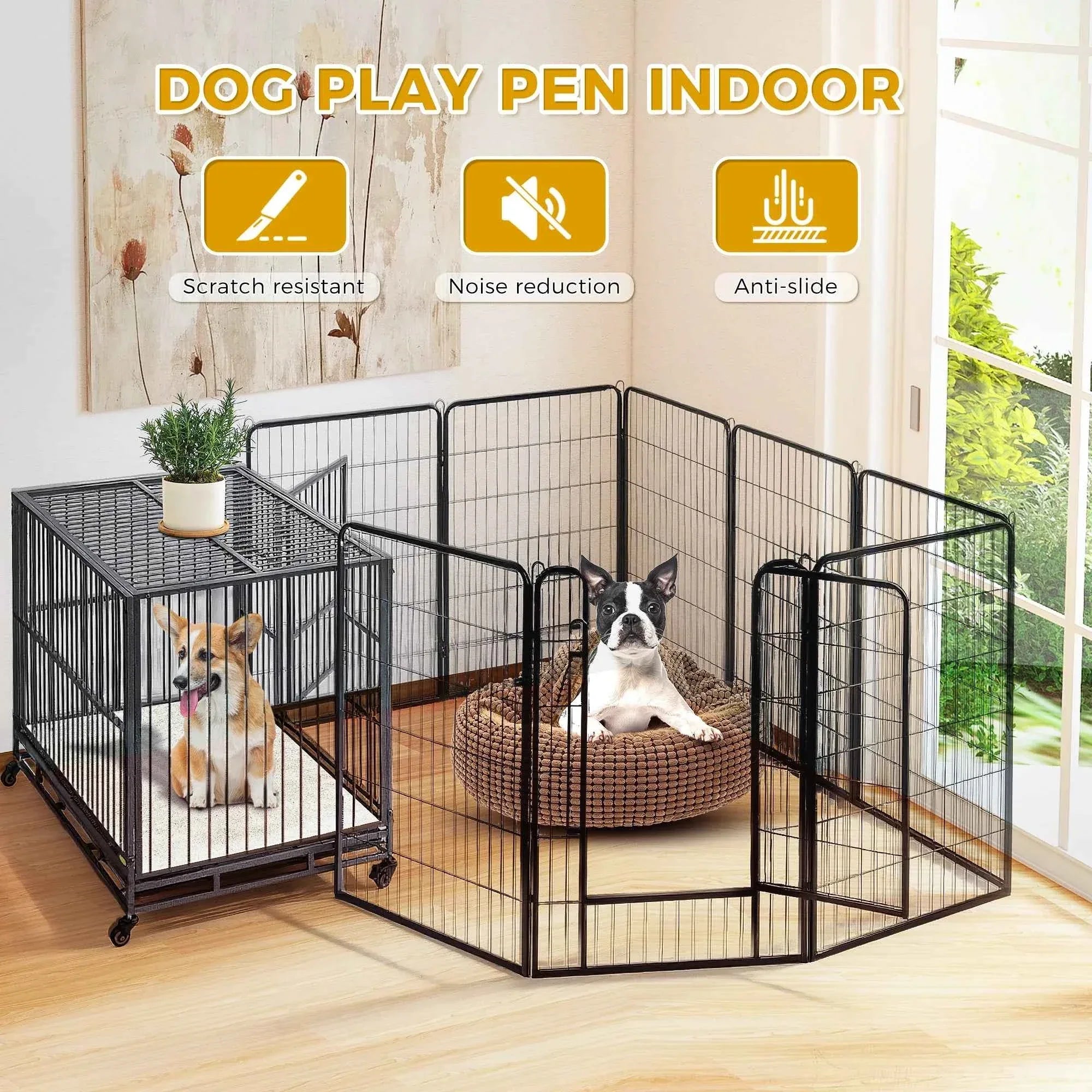 Foldable Dog Playpen with Door - Happy Tails