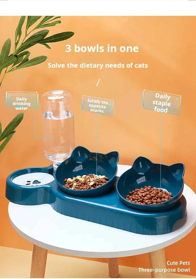 3-in-1 Tilted Cat Bowl - Happy Tails - paws & love