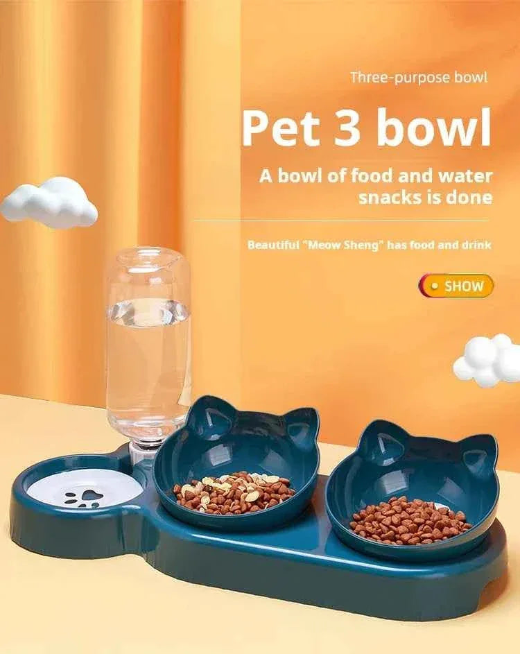 3-in-1 Tilted Cat Bowl - Happy Tails - paws & love