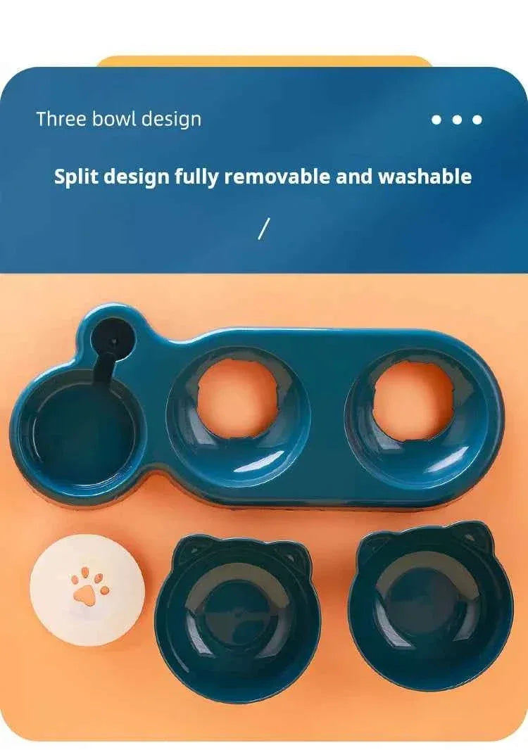 3-in-1 Tilted Cat Bowl - Happy Tails - paws & love