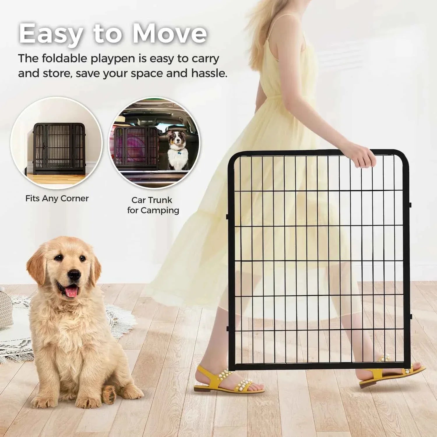 Foldable Dog Playpen with Door - Happy Tails