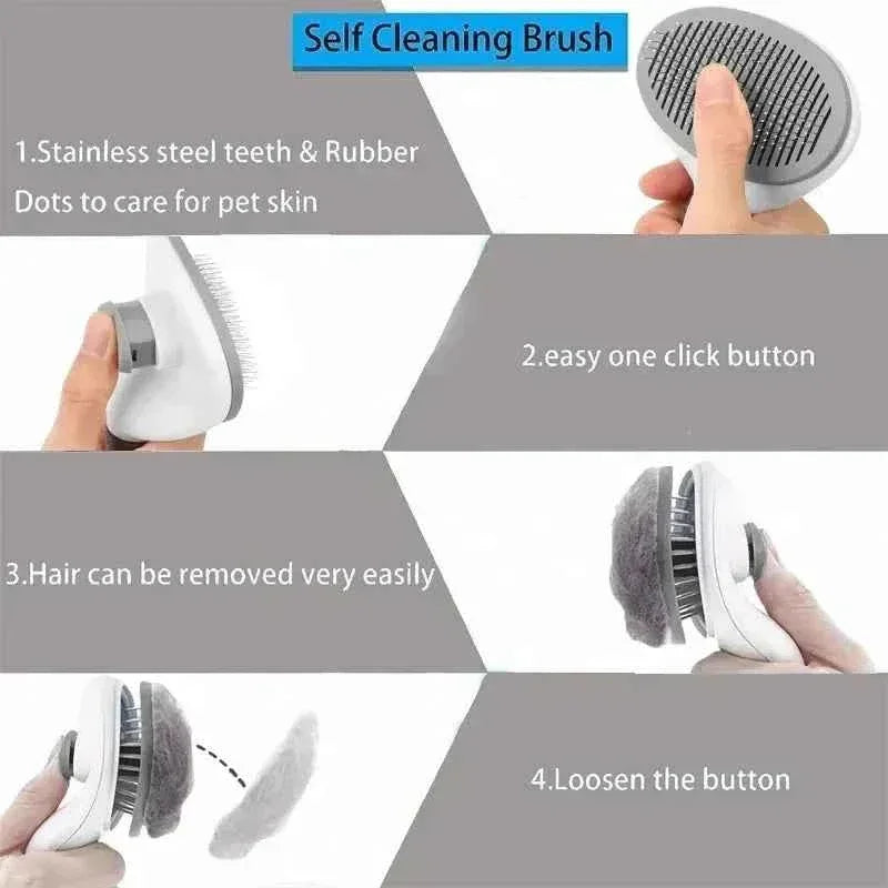 Self-Cleaning Pet Grooming Brush - Happy Tails