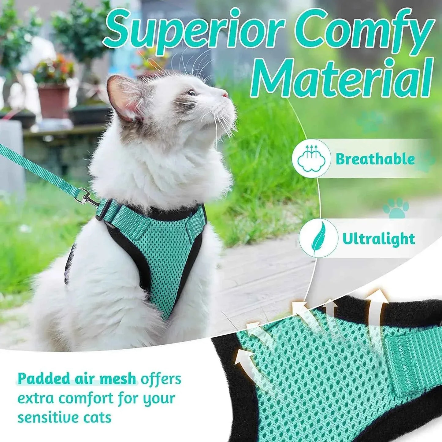 Cattitude Cat Harness & Leash - Happy Tails - paws & love