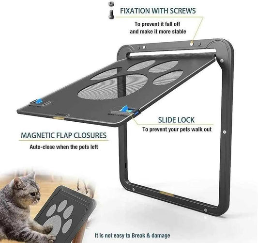 Screen Door with Magnet Flap Lock - Happy Tails - paws & love