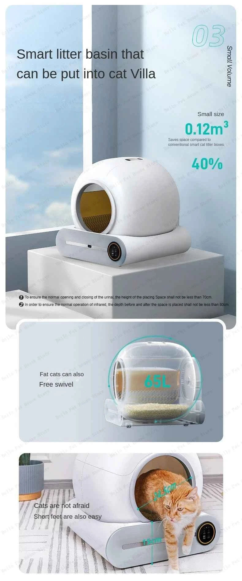 Fully Automatic Electric Large Cat Litter Box - Enclosed & Deodorizing Automatic Cat Litter Box - Happy Tails