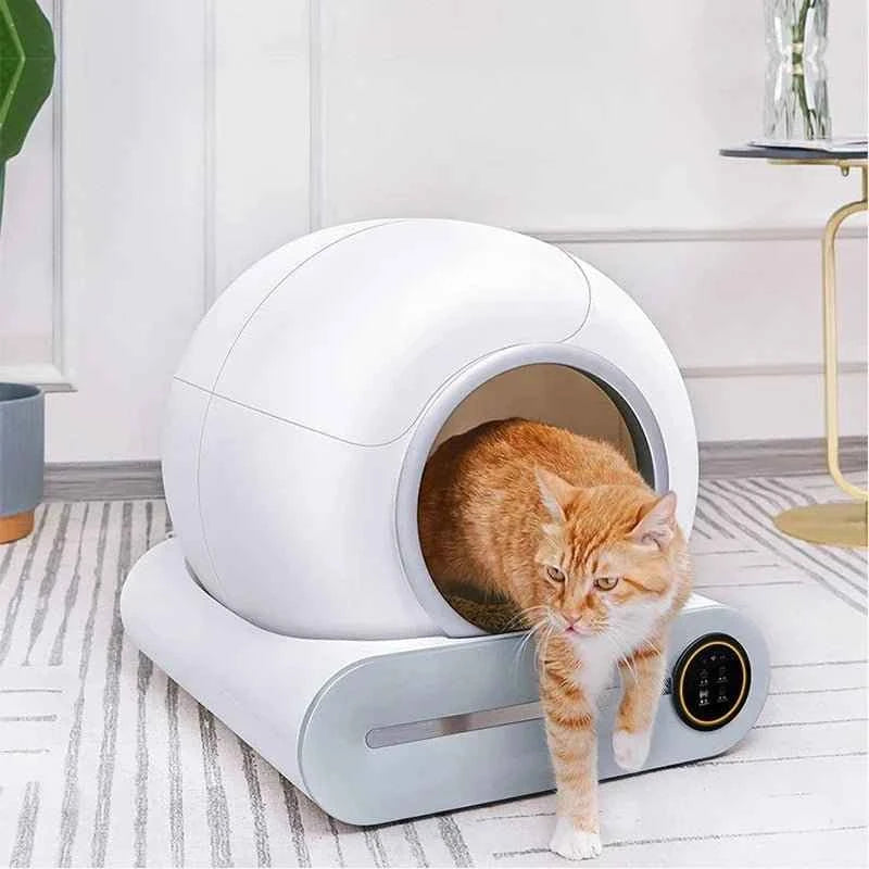 Fully Automatic Electric Large Cat Litter Box - Enclosed & Deodorizing Automatic Cat Litter Box - Happy Tails