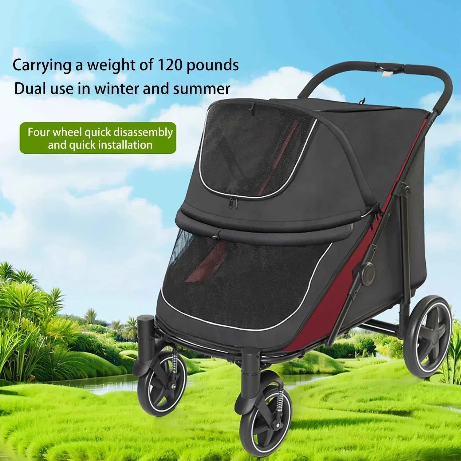Pet Stroller for Dogs and Cats - Happy Tails